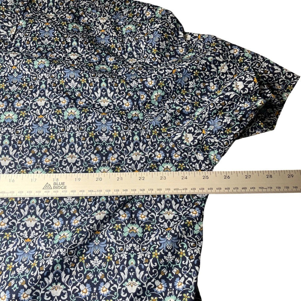 UNTUCKit Alverdi Button Down Shirt Mens XXL Blue Floral Damask Short Sleeve - Picture 6 of 9
